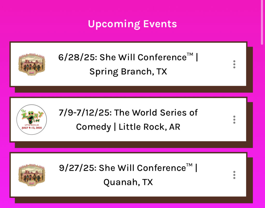 Upcoming Events Kelly Levatino